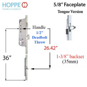 Hoppe Multipoint 1.38" Backset Manual Gear with Tongue Bottom Extension
